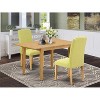 Rectangular Dining Table Set - 3pc Table with Butterfly Leaf & 2 Parsons Chairs - Linen Fabric, Oak Legs - 2 of 4