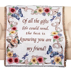 Collections Etc My Friend Floral Tapestry Throw Standard - 1 of 2