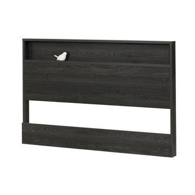 Gray Oak Full Headboard with Storage Shelf