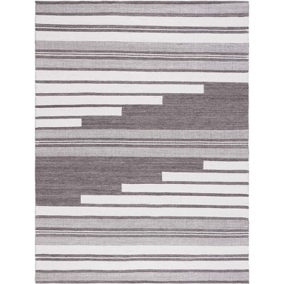 Ivory and Brown 6' x 9' Handwoven Wool Stripe Rug