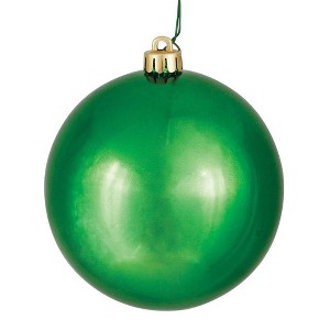 Vickerman 3" Green Shiny Ball Ornament UV Coated Drilled Cap: Holiday Decor Set, Indoor/Outdoor Use - 1 of 1