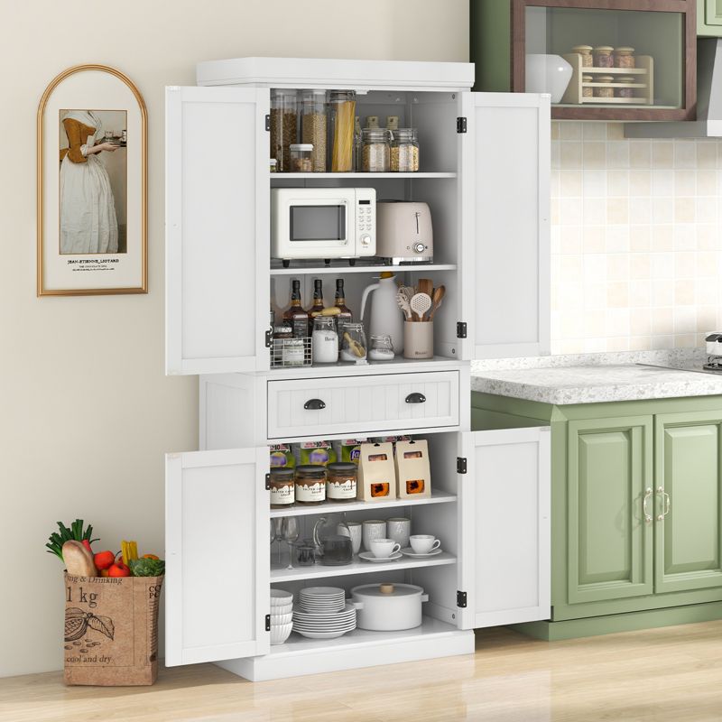 Costway Kitchen Cabinet Pantry Cupboard Freestanding with Shelves White, 2 of 11