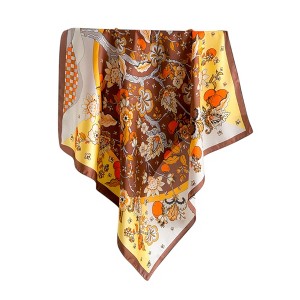 Anna-Kaci Women's Floral Print Satin Scarf with Elegant Design 27.5×27.5 Inches - 1 of 4