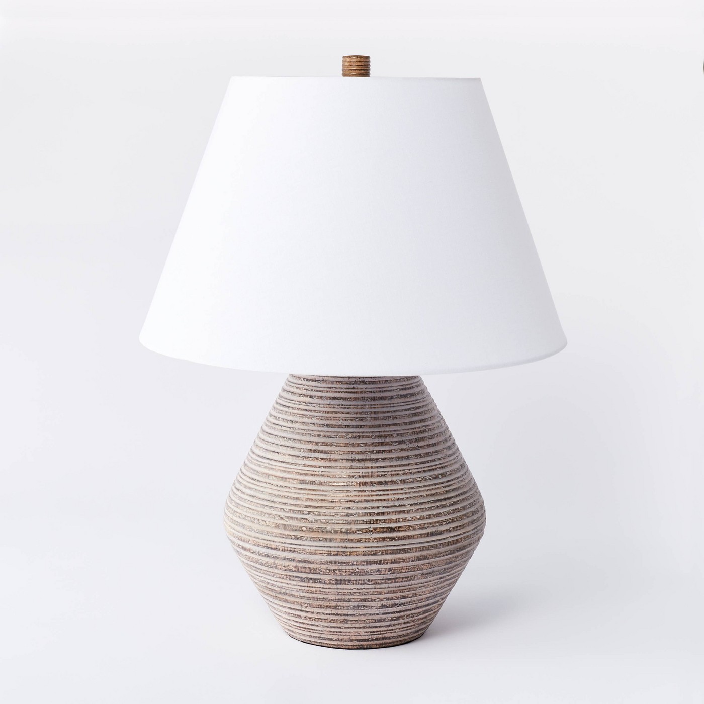 Brown Ridged Table Lamp with Dimmable Switch by Threshold x Studio McGee