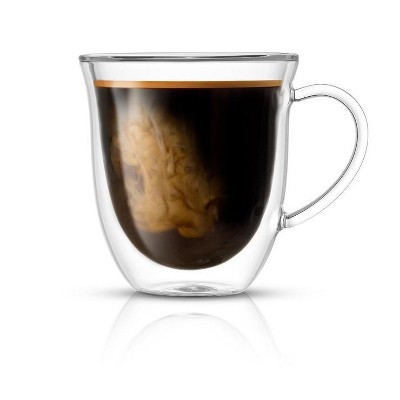 Clear Double Wall Insulated Glass Coffee Mugs - 13.5 oz Set