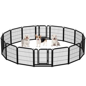 Yaheetech 16 Panels Dog Playpen Metal Pet Playpen, Black - 1 of 4
