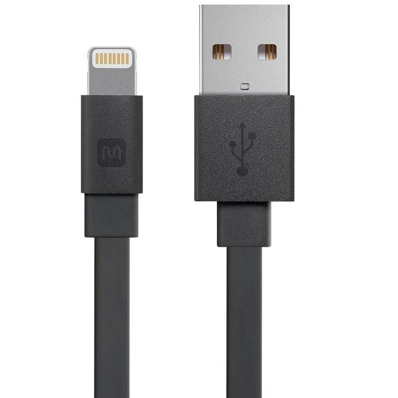 Monoprice Cabernet Series Apple MFi Certified Flat Lightning to USB Charge & Sync Cable - 4ft Black for iPhone X, 8, 8 Plus, 7, 7 Plus, 6, 6 Plus, 5S, 1 of 7