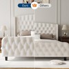 Bed Frame with Deep Button Tufted Wingback Headboard and Footboard, Velvet Upholstered Platform Frame, No Box Spring, Easy Assembly - 3 of 4