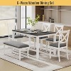 Zevemomo 6-Piece Solid Wood Dining Table Set, Including 1 Dining Table, 4 Upholstered Chairs and 1 Bench, for Dining Room, Kitchen, , White Diamond - 2 of 4