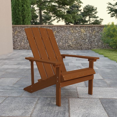 Teak Wood Grain Polystyrene Adirondack Chair with Armrests