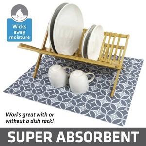 LunaLulinlk Dish Drying Mat, Oversized 19x24 in. Super Absorbent Waterproof & Slip-Resistant Grey - 1 of 4