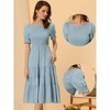 Allegra K Women's Summer Peasant Smocked Short Sleeve Midi Tiered A-Line Dress - 2 of 4