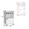NicBex 2 Shelves Rolling Kitchen Island Cart with 1 Cabinet and 4 Bottle Rack,Kitchen Island on Wheels with Storage,Island Table for Kitchen,White - 3 of 4