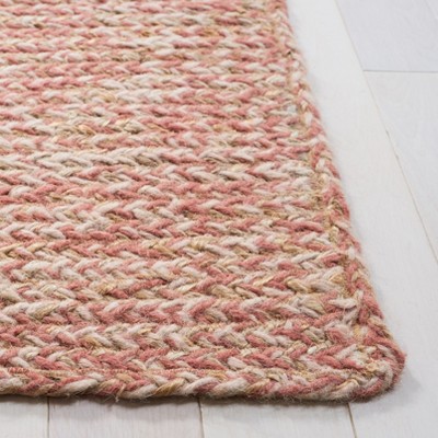 Handmade Pink and Natural Wool Area Rug 3' x 5'