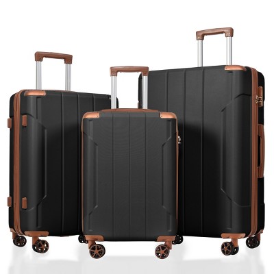 FURNIinspire Bag And Luggage Sets Luggage Sets 3 Piece, Hard Shell Suitcase Set, Lightweight Carry On Luggage with Wheels, Black, 12"*18.3"*29.9"