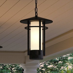 Urban Ambiance Luxury Mid-Century Modern Outdoor Pendant 16''H x 11.125''W,  Midnight Black Finish,  Riverside Collection, UHP1312 - 1 of 4