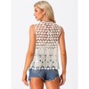 Allegra K Women's Sleeveless Open Front Cardigan Vest Hollow Out Crochet Shrug - 4 of 4