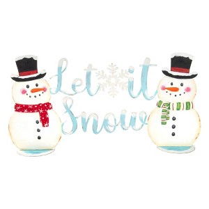 Round Top Collection 14.25" Snowman Centerpiece Christmas Let It Snow  -  Freestanding Signs - 1 of 2