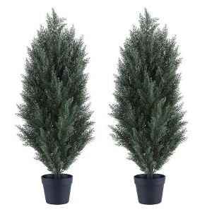 Kumasinova 2-Piece Lifelike Green Artificial Pine Cypress Tree, Fake Plants with Dense Foliage, Weighted Pot, Faux Plant for Indoor and Outdoor - 1 of 4