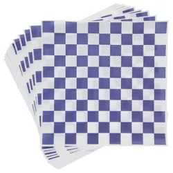 Stockroom Plus 300 Pack Checkered Wax Paper Sheets for Sandwiches, Food Wrapping Paper, Blue and White Deli Basket Liner, 12x12 In