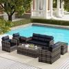 WestinTrends 6-Piece PE Rattan Wicker Outdoor Patio Conversation Sofa Set - 2 of 4