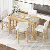 5-Piece Rectangular Counter Height Dining Set with 4 Beige Upholstered Chairs, Compact Dining Furniture for Small Spaces–The Pop Home - 3 of 4