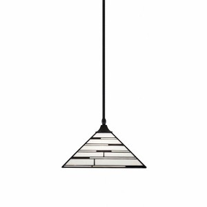 Toltec Lighting Any 1 - Light Pendant in  Matte Black with 14" Pearl Ebony Art Glass Shade - 1 of 1