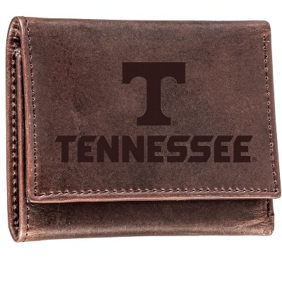 Evergreen NCAA Tennessee Volunteers Brown Leather Trifold Wallet Officially Licensed with Gift Box
