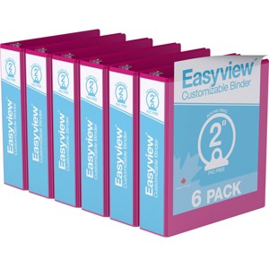2" Premium Round Ring Binder 6pk Customizable View Pink - Easyview: Heavy Duty Pastel Binders, 400 Sheet Capacity - 1 of 2