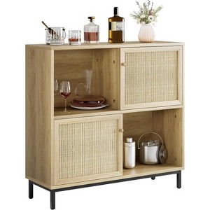 Jojoka Modern Buffet Cabinet with Sliding Rattan Door, Moisture Resistant Sideboard, Coffee Bar & TV Console for Kitchen & Living Room - 1 of 4
