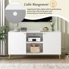 Dexmalle White Modern TV Stand for TVs up to 55 Inches with Adjustable Shelf and Metal Legs - 4 of 4