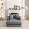 43.3"Corduroy Single Sofa With Back Pillow,Chaise Sofa,2 Toss Pillows And A Ottoman,Comfy Sofa Deep Seat Couch For Living Room-Cuddlewood - 3 of 4