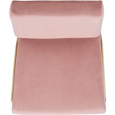 Dusty Rose Velvet and Gold Modern Accent Chair
