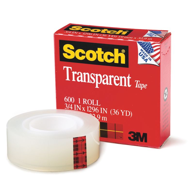 Scotch® Transparent Tape Refill Roll, 3/4" x 1296", Pack of 6, 2 of 3