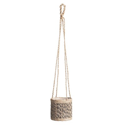 Plum & Post 6" Palesa Jute Decorative Hanging Plant Floral Flowers Greenery Basket