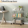 3 Tier Rolling Storage Cart - Utility Trolley with Wire Storage Shelving, Kitchen Cart On Wheels (23.6"×13.8"×31.5") for Bathroom Laundry - 2 of 4