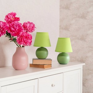 (Set of 2) 8.66" Petite Ceramic Orb Base Bedside Table Lamps with Matching Tapered Drum Shade - Creekwood Home - 1 of 4