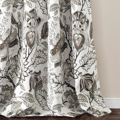 Neutral Floral Jacobean Polyester Blackout Window Panels 52"W x 84"L