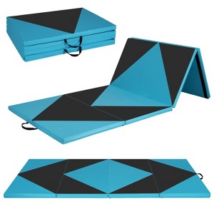 Costway Gymnastics Gym Mat 4-Panel Folding Lightweight Gymnastics Tumbling Mat with Hook Navy/Blue/Purple/Pink - 1 of 4