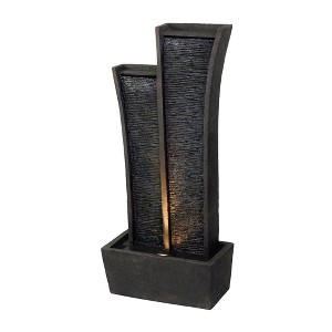 HomeRoots 41" Grey Polyresin Tower Indoor Outdoor Tabletop Fountain - 1 of 4