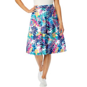 Woman Within Plus Size Elastic-Waist Knit Tiered Skirt - 1 of 4