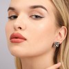 SOHI Women's Rhinestones Black Flower Stud Earring - 3 of 4