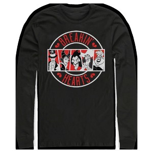 Men's Disney Villains Valentine's Day Breakin' Hearts Long Sleeve Shirt - 1 of 4