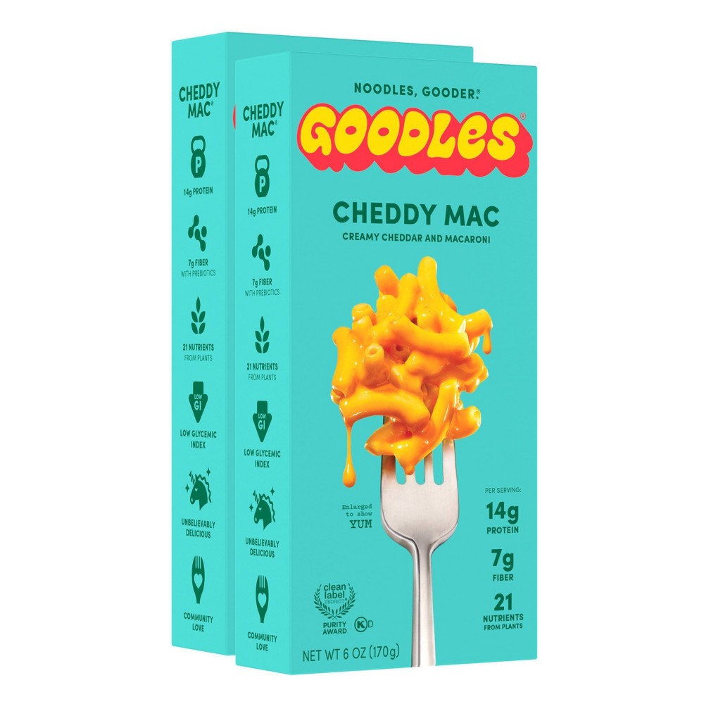 Goodles 2 Pack/6oz Each Cheddy Mac Creamy Cheddar Protein Mac & Cheese