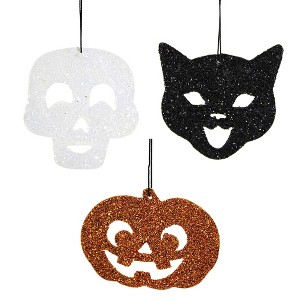 Bethany Lowe 2.5 Inch Spooky Silhouette Halloween Glittered Tin Ornament Tree Ornament Sets - 1 of 4