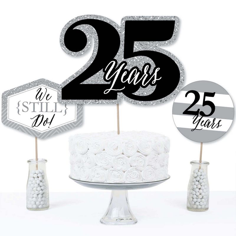 Big Dot of Happiness We Still Do - 25th Wedding Anniversary - Anniversary Party Centerpiece Sticks - Table Toppers - Set of 15, 3 of 8