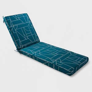 Geo Block Outdoor Chaise Cushion Teal - Project 62 , Blue