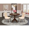 3-Piece Antique Walnut Finish Solid Wood Top-Round Dining Room Set-Seats 4 - 2 of 4