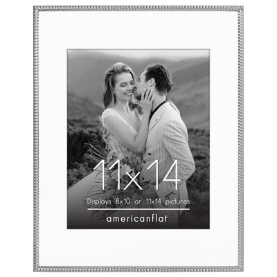 Americanflat Picture Frame with Mat & Rope-Style Textured Metal Detailing & Shatter-Resistant Glass