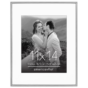 Americanflat Picture Frame with Mat & Rope-Style Textured Metal Detailing & Shatter-Resistant Glass - 1 of 4